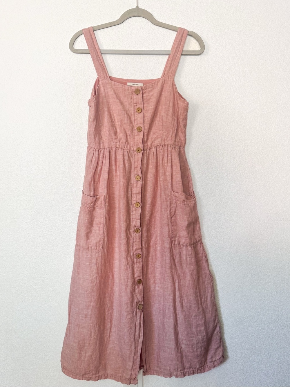 Rachel Zoe Pink Linen Button-Front Dress - Small